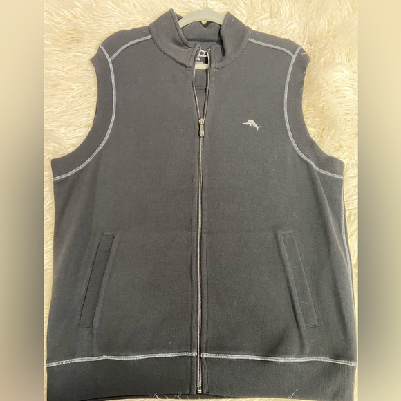 Tommy Bahama Antigua Cove M Vest Black with gray stitching - Picture 1 of 7
